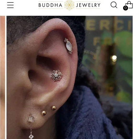 Buddha Jewelry Gold MANDALA - CZ - THREADLESS END - Picture 2 of 4